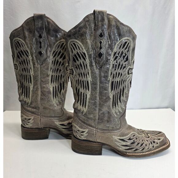 Corral Women's Sequin Wings & Cross Leather Western Cowboy Boots Square Toe 8W - Picture 6 of 15